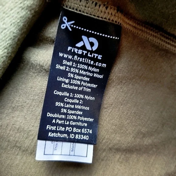 First Lite Dry Earth Sawtooth Hybrid Hunting Jacket Mens L Hooded Merino Wool